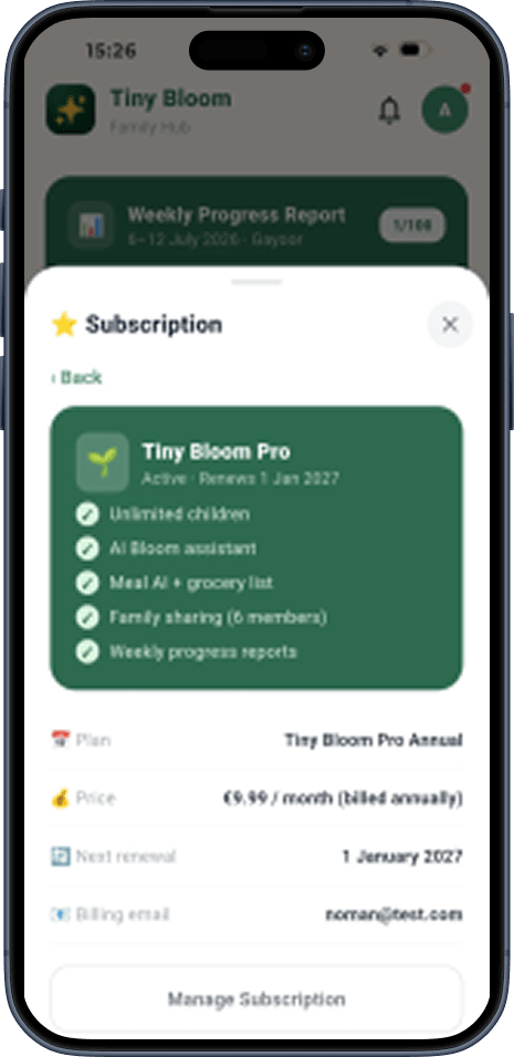 Mobile app screen